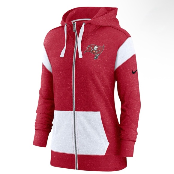 NFL Sweaters - Nike Women’s Red/White Tampa Bay Buccaneers Monaco Lightweight Full-Zip Hoodie